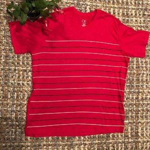 Op V-neck Red striped t-shirt XL